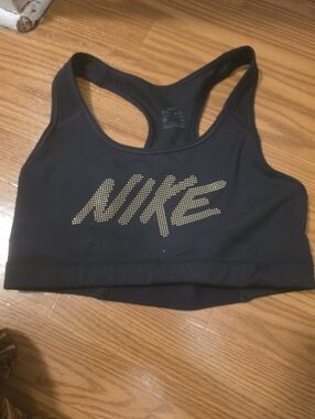 Nike Black Sports Bra with Gold Logo